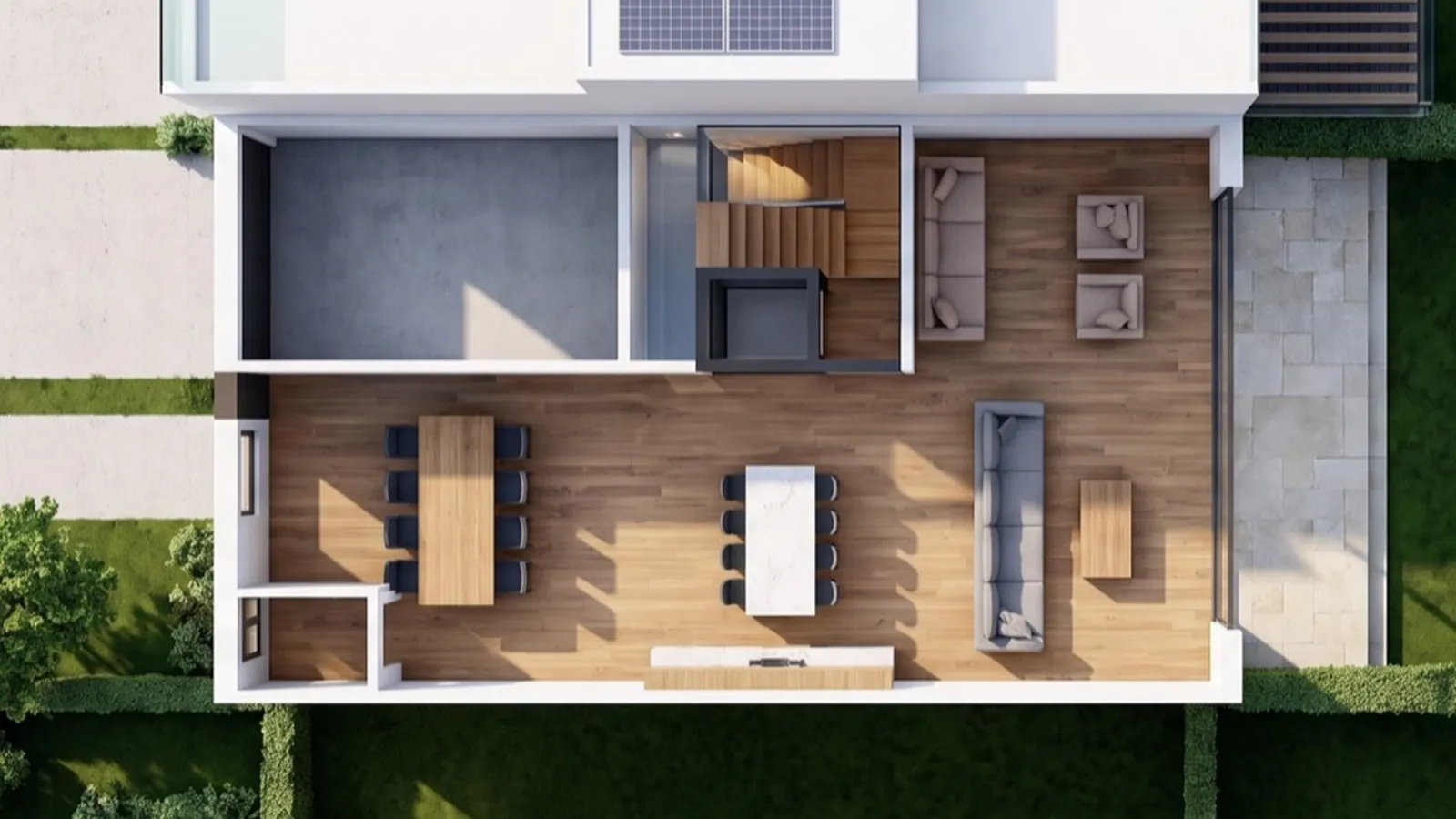 La casa 5 sin tejado, con la planta baja amueblada