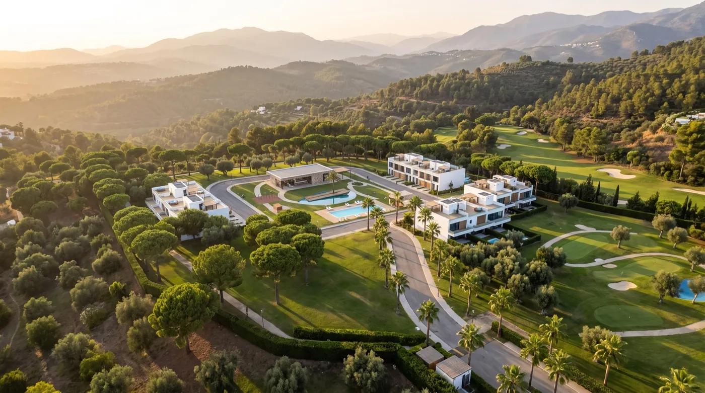 Masterplan de una promoción de once casas, cada una con su número y su estado